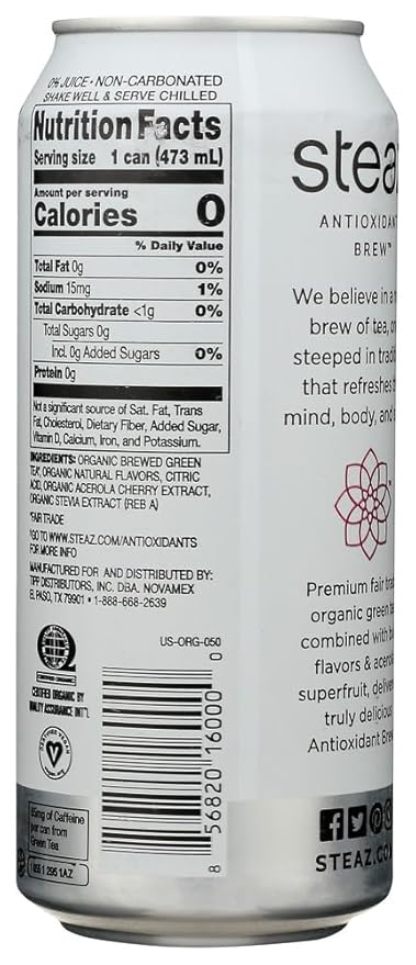 Steaz ZERO Calorie Raspberry 24x 16 Oz