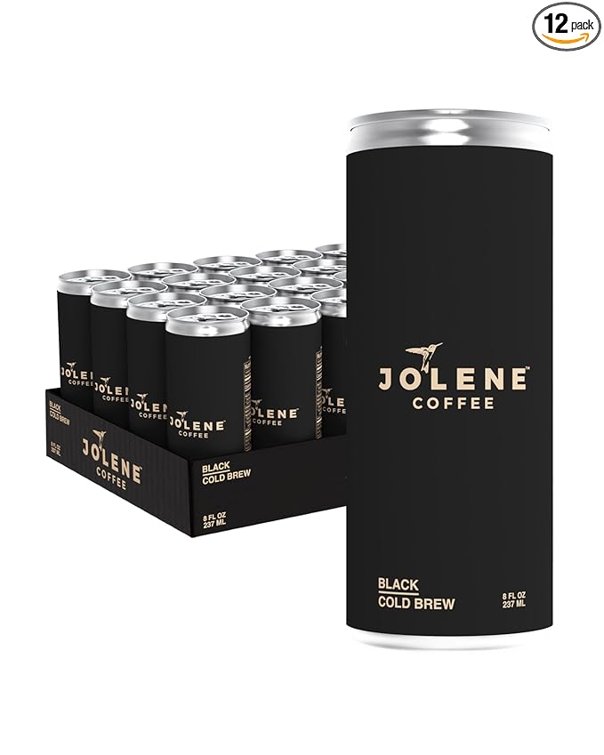 Jolene Coffee – Black Cold Brew | 8oz Cans | Smooth Bold Dairy-Free Gluten-Free Non-GMO (12 Cans Black Cold Brew)
