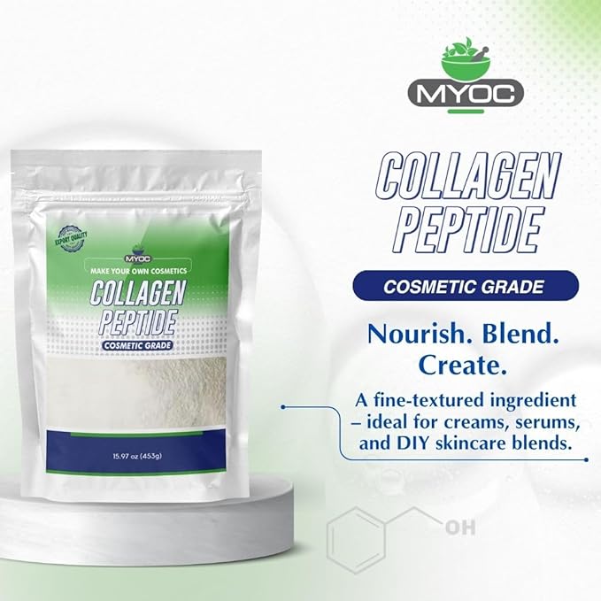 Collagen Peptide | Cosmetic Grade Protein for DIY Skincare Lotions &amp Gels – 453g / 16 Oz