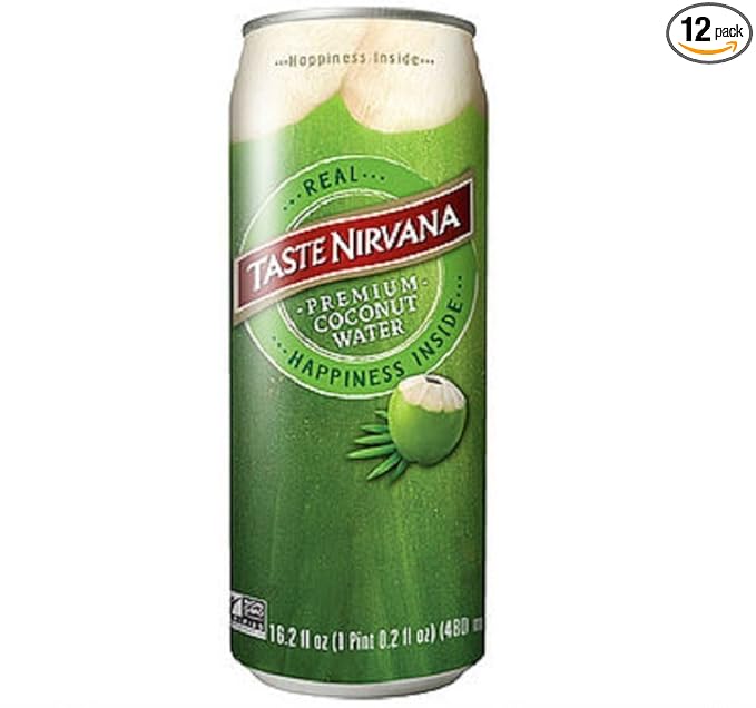 Taste Nirvana Real Premium 16.2 Ounce Cans Coconut Water 194.4 Fl Oz (Pack of 12)