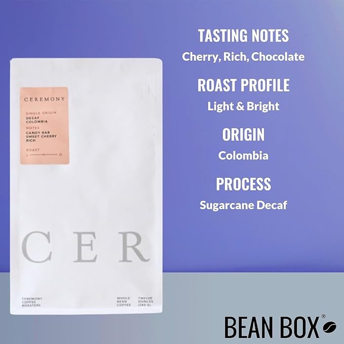 Decaf EA Colombia - Roasted by Ceremony Coffee Roasters - Freshly Ground Coffee - 12 Ounce Bag