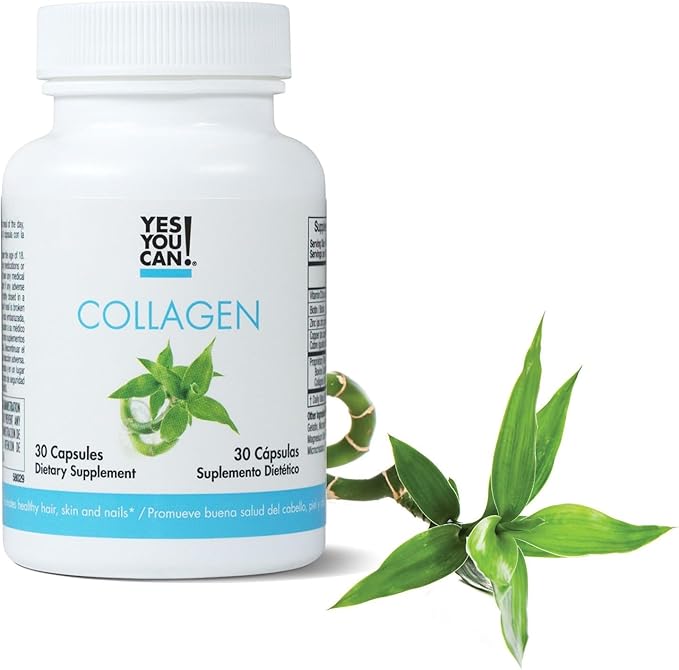 Yes You Can! Collagen Capsules for Women and Men Dietary Supplement to Promote Healthy Hair Skin and Nails 290 mg Bovine Collagen Vitamin A Vitamin D3 Zinc and Copper 30 Capsules - 2 Pack
