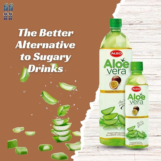 ALEO 1.5L Premium Passion fruit Aloe Vera Drink - Natural No Preservatives No Artificial Colors Superior Taste Award 2025