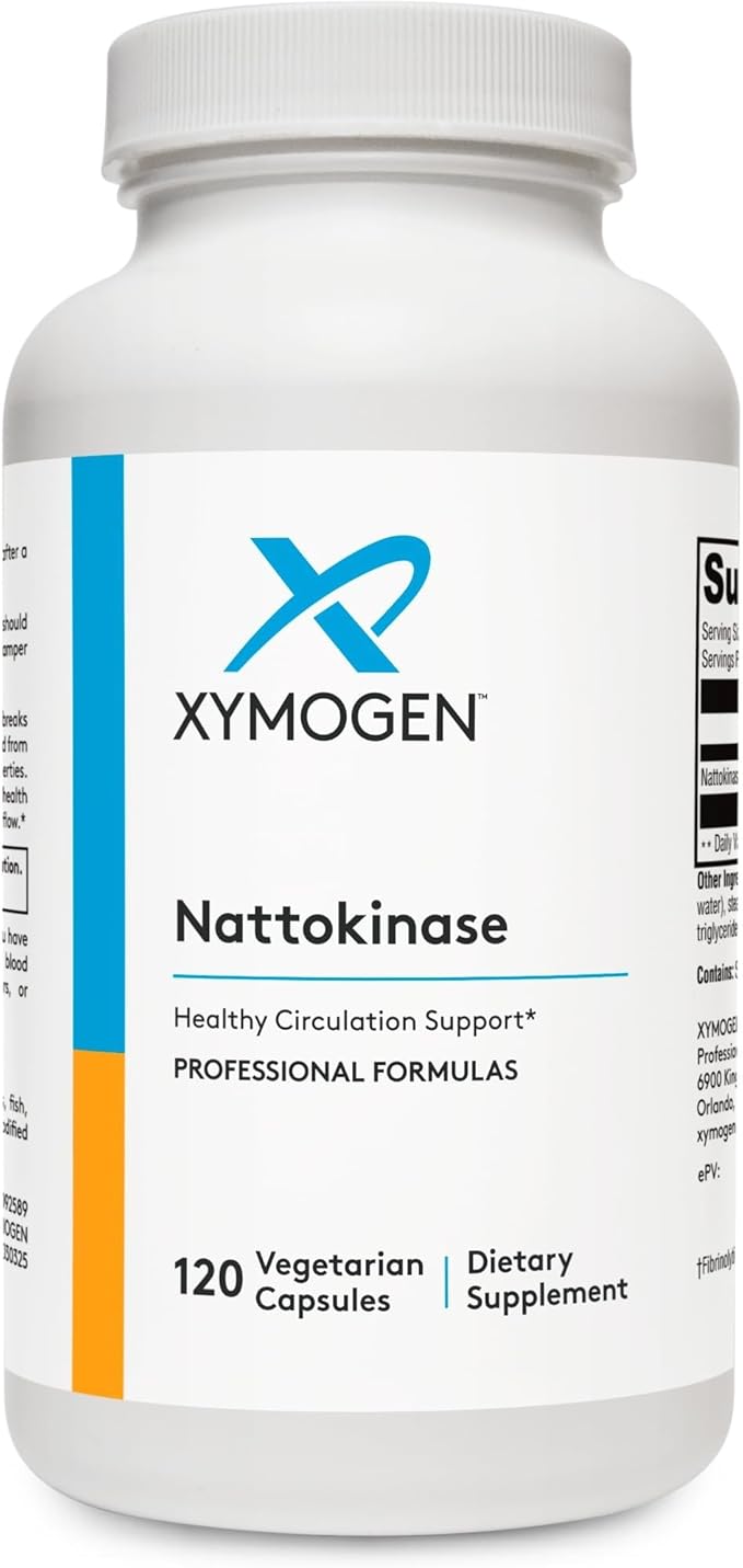 XYMOGEN Nattokinase - Nattokinase 2000 FU Blood Pressure Supplements - Heart Health Circulation &amp Blood Pressure Support - Gluten Free Vegan Non GMO (120 Capsules)