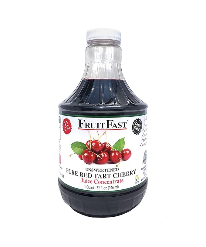 Red Tart Cherry Juice Concentrate by FruitFast - (32 FL OZ) Unsweetened 68 Brix Pure Concentrated Juice - 100% Dark Cherry Extract - No Additives or Fillers!