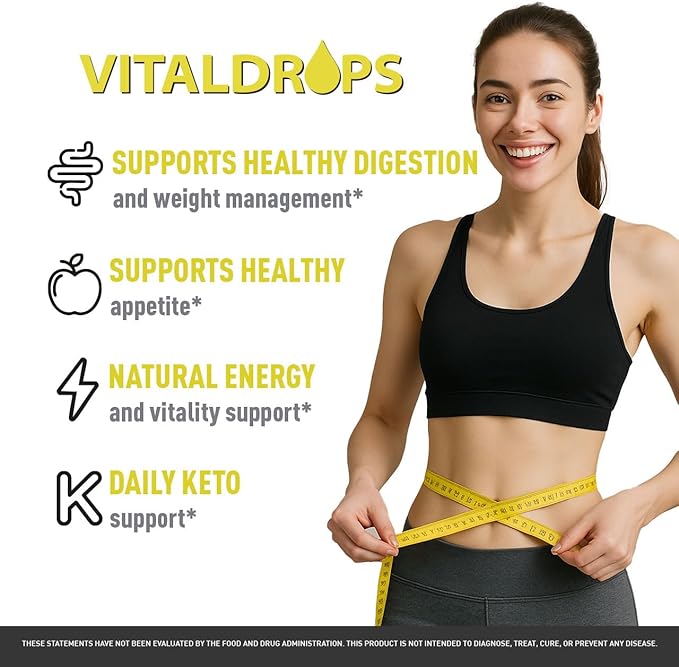 Vital Drops - Official Vital Drops Advanced Formula VitalDrops Daily Premium Liquid Supplement Support All Natural Multivitamin for Overall Health &amp Wellness 1 Bottle for 1 Month