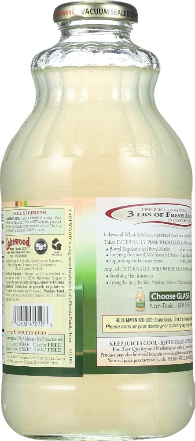 Lakewood Whole Leaf Aloe Juice OG2 32 oz. (Pack of 3)