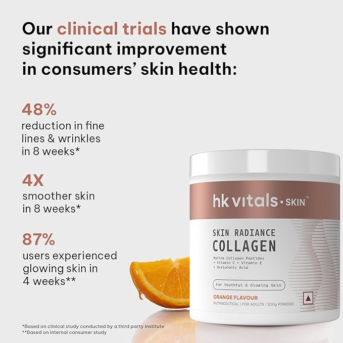 itals Skin Radiance Marine Collagen Supplement (Orange200g)|Vitamin CESodium Hyaluronate|for Healthy SkinHair &amp NailsPowder1 Count25 Servings