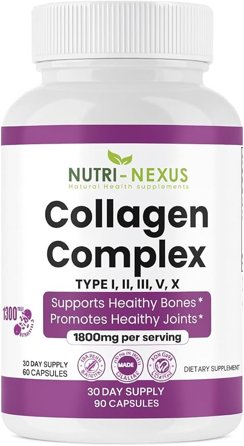 Multi Collagen Peptides Types I II III V &amp X – Hydrolyzed Bovine Collagen Capsules -Supports Skin Hair &amp Nail Wellness – Collagen Supplement for Women &amp Men