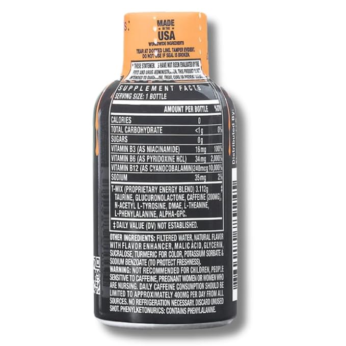 Nappy Boy Dranks Good Game by T-Pain Energy Shot 2oz (12 Pack) Sugar-Free Zero Calorie Focus Drink with 200mg Caffeine and B-Vitamins (B3 B6 B12) - Clean No-Crash Energy Boost Orange Vanilla Vo