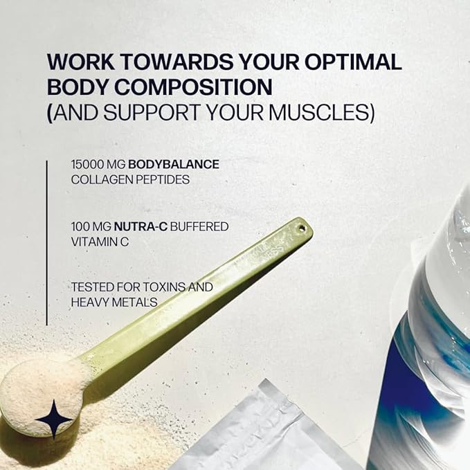Sparkle Wellness Muscle Boost (No Flavor) [30-Serves] | Collagen Supplement Powder with Hydrolyzed BODYBALANCE Collagen Peptides &amp Buffered Vitamin C | Improves Body Composition