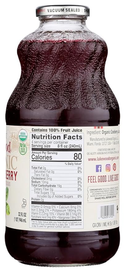Lakewood BG15027 Lakewood Cranberry Juice - 12x32OZ