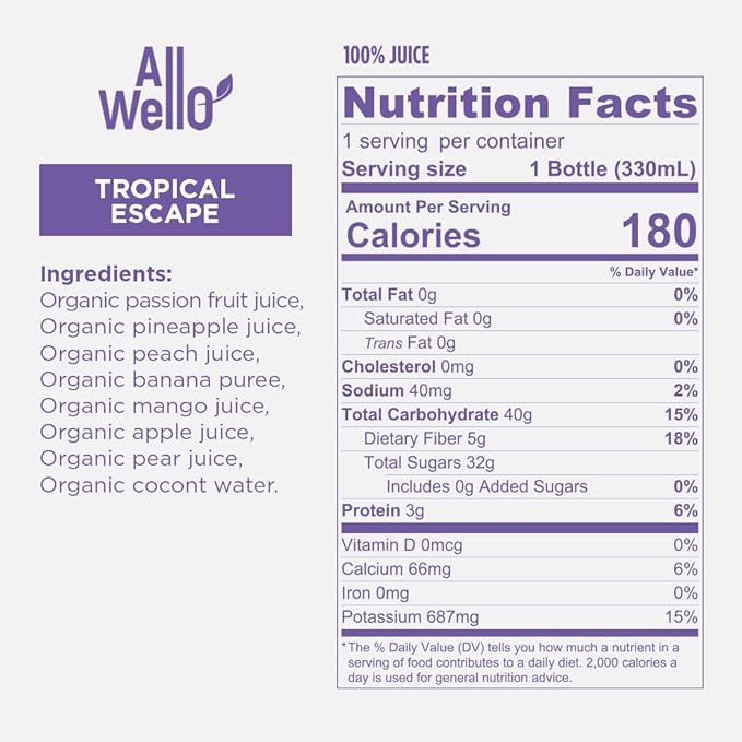 AllWellO Organic Cold Pressed Juice Drinks with Real Fruits and Vegetables Gluten Free Non-GMO Healthy Juices No Preservatives No Sugar Added (Variety Pack 12 Pack)