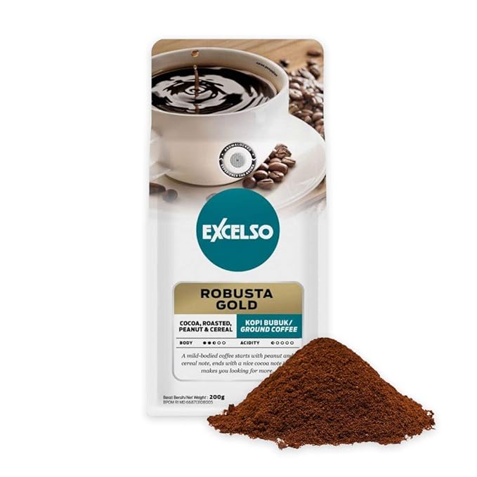 Excelso Robusta Gold Ground Coffee 200g (Pack of 4)
