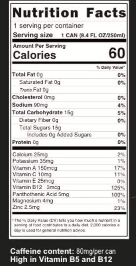 Energy Plus Guarana Energy Drink 80mg Caffeine Low Calorie ABCE Vitamins Minerals &amp Amino Acids (250ml) 8.4oz Pack of 24