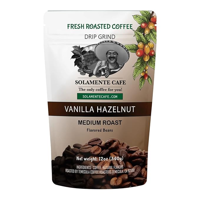 Solamente Cafe Vanilla Hazelnut Flavored Coffee (12 OUNCES)