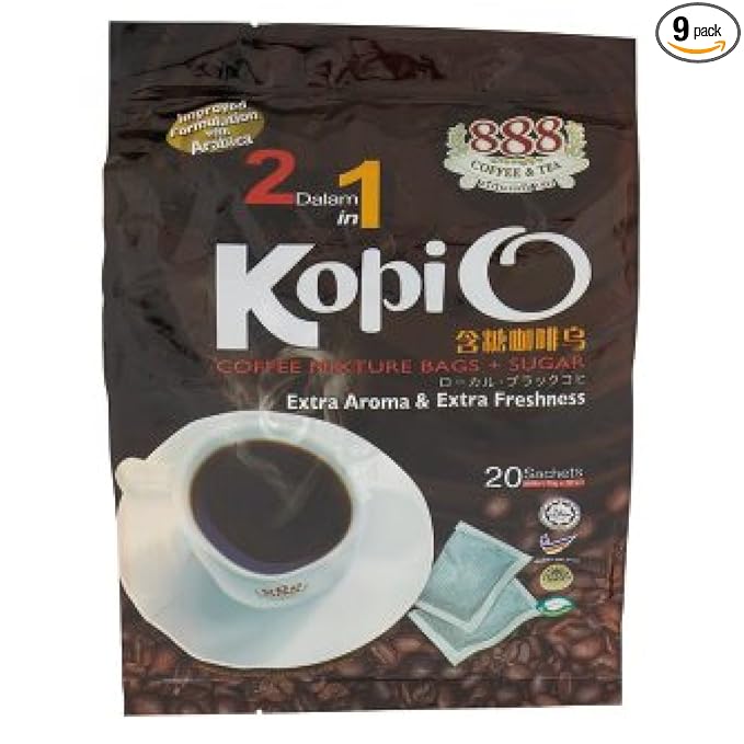 888 2 In 1 Kopi O Coffee Mixture Bags + Sugar 500g (9 Pack)
