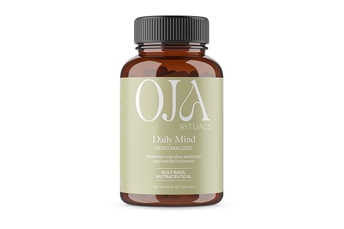 Oja Rituals Daily Mind Clean Nutraceuticals Tulsi (Holy Basil) – Natural Stress Support Sleep Wellness &amp Cognition Health – 60 Vegan Capsules – Pure Tulsi (Holy Basil) Extract – Ayurvedic Adaptog