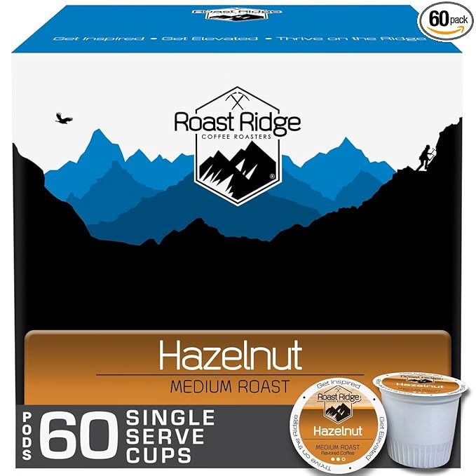 Roast Ridge Single Serve Coffee Pods for K-Cup Brewers Medium Roast Hazelnut 60 Count