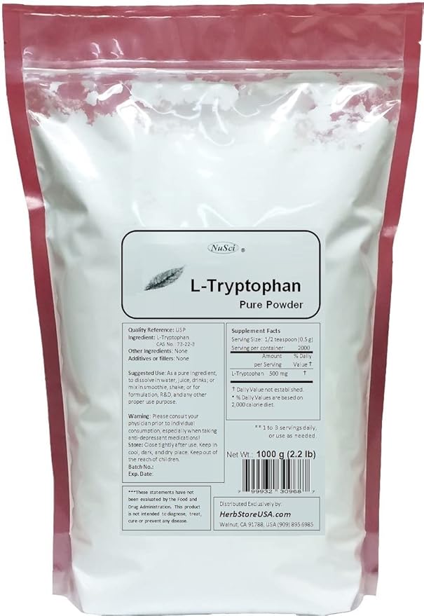 NuSci Pure L-Tryptophan Powder (1000 gram (2.2 pound))