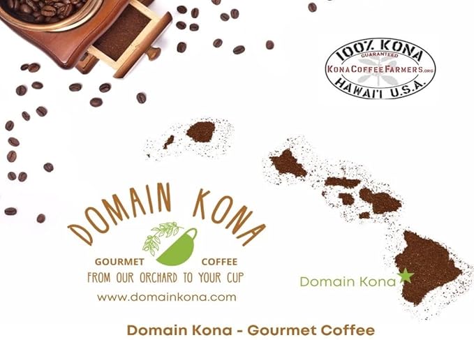 100% Kona Coffee – GROUND Dark roast Single estate gourmet coffee 16 ounces Ships direct from Domain Kona farm fresh