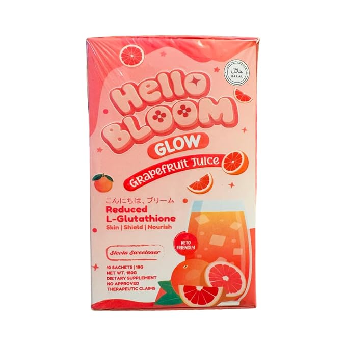 Hello Bloom Glow Reduced L-Glutathione Powder Juice Drink (10 Sachets x 18g Grapefruit)