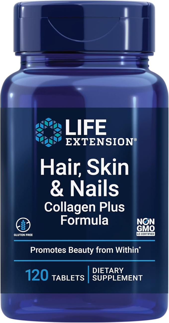 Life Extension Hair Skin &amp Nails Collagen Plus Formula 120 Count &amp Skin Restoring Ceramides 30 Liquid Vegetarian Capsules