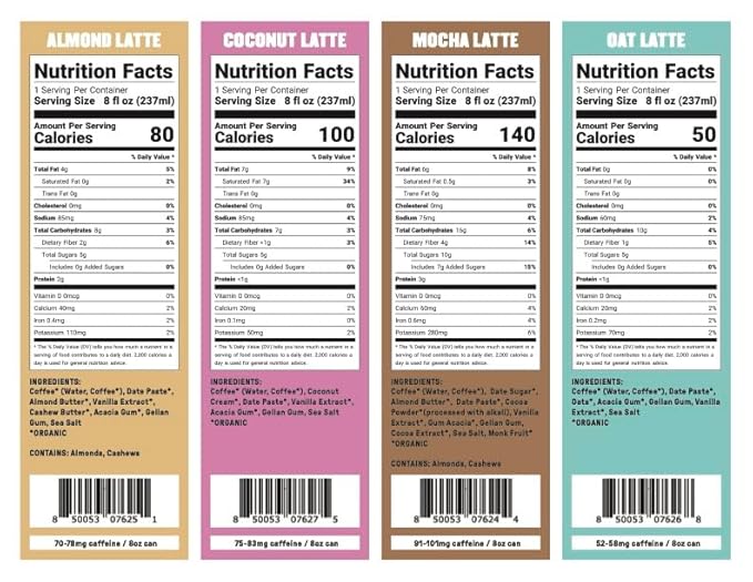 Groundwork Organic Coffee - Coconut Cold Brew Latte - 8 Fl Oz Cans (12 Pack)