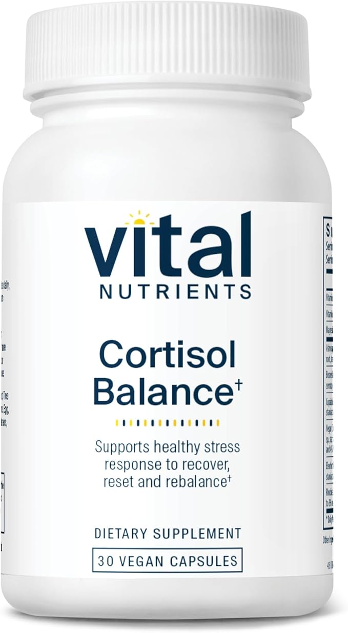 Vital Nutrients Cortisol Balance - Vegan Stress Relief Supplement - Cortisol Manager Supports Energy &amp Stress Levels - Ashwagandha &amp Magnesium for Relaxation - Gluten Dairy Soy Free - 30 Cap