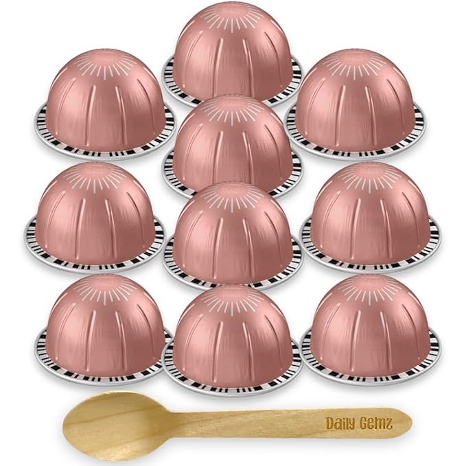Daily Gemz Coffee Pod Bundle for Vivida B12 Plus Pods 1 Pack of 10 Capsules for VertoLine Machine Only With Eco Friendly Biodegradable Wooden Coffee Stir Spoon