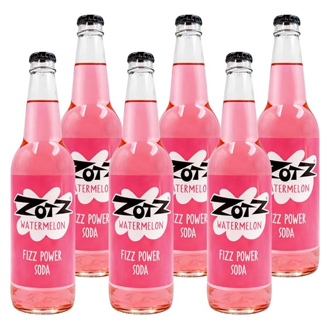 Rocket Fizz Zotz Watermelon Soda Flavor | Cane Sugar | Craft Soda Pop Drinks | 12 oz in Glass Bottle (6 Pack)