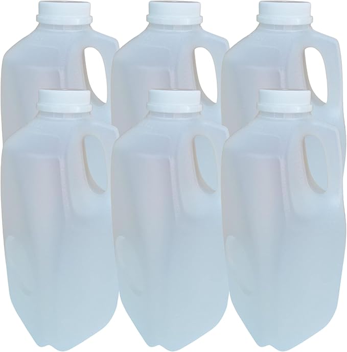 64 Oz Jugs Juice Bottles (Pack Of 6 x 64 Oz Ea) With White Tamper Evident Screw Caps – Great for Homemade Juices Milk Smoothies Tea and Other Beverages - Food Grade BPA Free