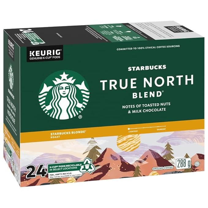 Starbucks True North Coffee K-Cup Portion Pack for Keurig Brewers (24 Pack)