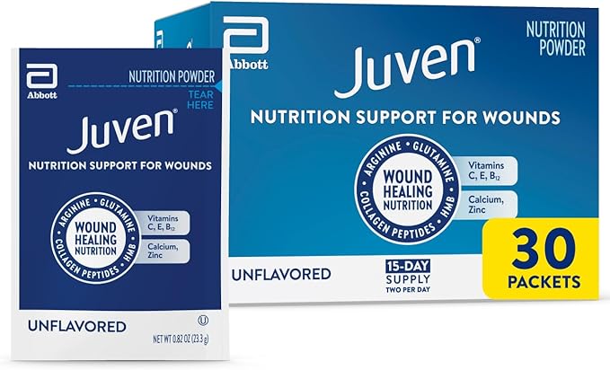 Juven Therapeutic Nutrition Drink Powder Including Collagen Peptides Amino Acids and HMB For Wound Healing Support Unflavored 30 Packets