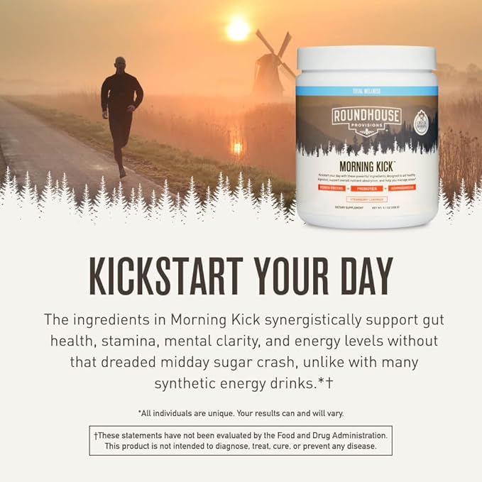 ROUNDHOUSE PROVISION Morning Kick 3 Pack Zero Sugar Greens Superfood Powder Supplement with 3 Day Emergency Meal Kit (26 Servings) by Chuck Norris
