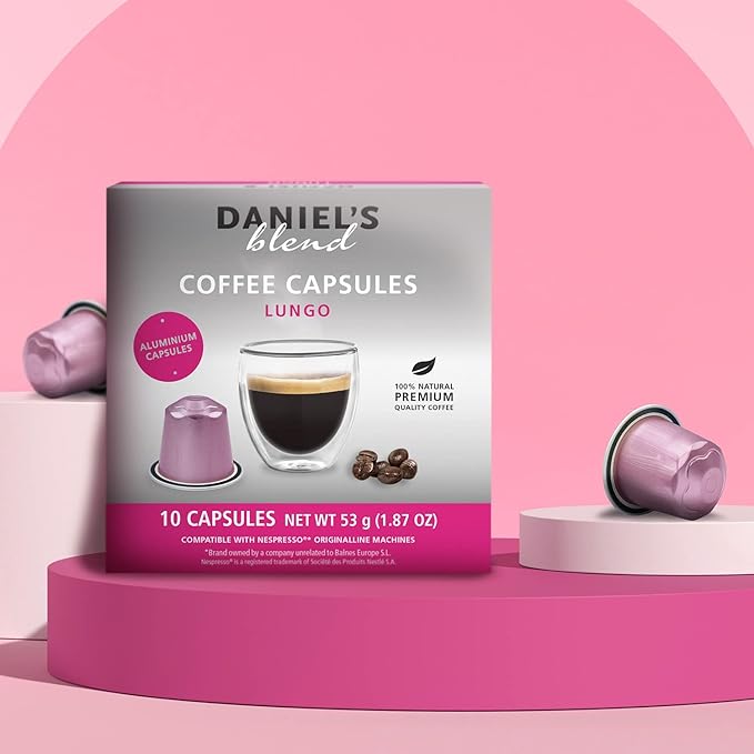 Daniels Blend Espresso Aluminum Capsules Compatible with Nespresso 120 Coffee Pods Single Server Kosher Certified Lungo