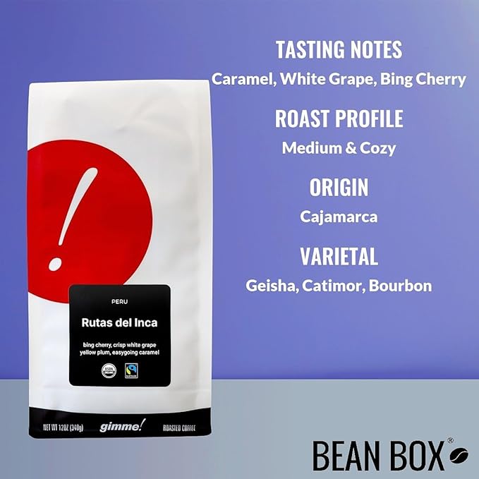 Peru Rutas del Inca - Certified Organic Fairtrade - Roasted by Gimme! Coffee - Freshly Ground Coffee - 5 Pound Bag