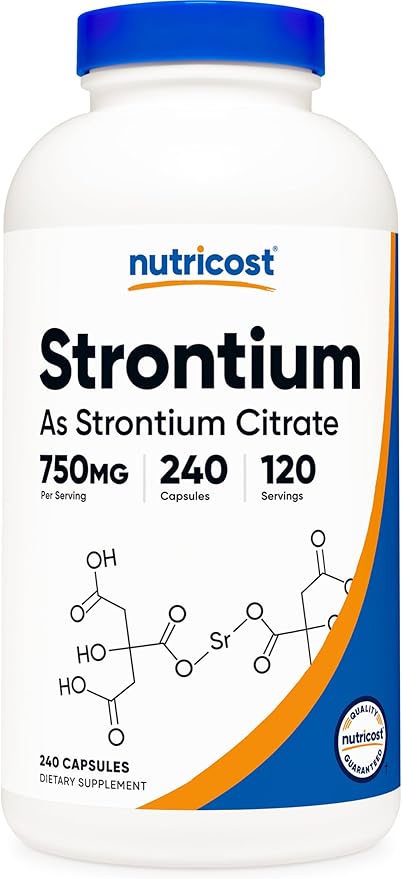 Nutricost Strontium Capsules 750mg 240 Capsules - Vegetarian Non-GMO Gluten Free