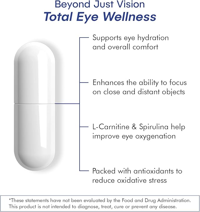 Eye Health Supplement – 14 Essential nutrients for Clear Vision Blue Light Protection and Long-Term Eye Health. Supports Clarity and Eye Wellness. 60 Capsules. (6 Pack)