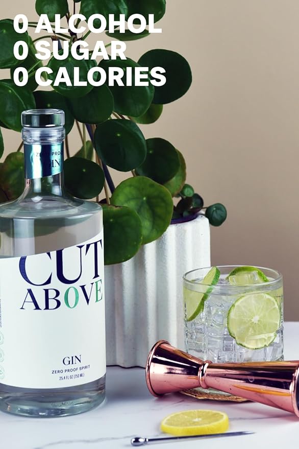 CUT ABOVE Zero Alcohol Gin | Award Winning Premium Non-Alcoholic Spirit for Alcohol Free Cocktails | 25.4 fl. oz. (750mL)