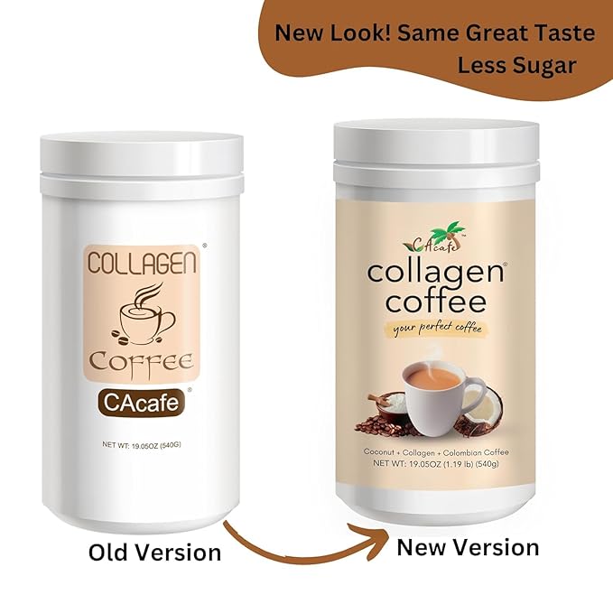 CAcafe Collagen Coffee | Coconut Infused Colombian Blend Coffee with Anti-Aging Collagen | Antioxidants &amp Natural Energy | 19.05oz