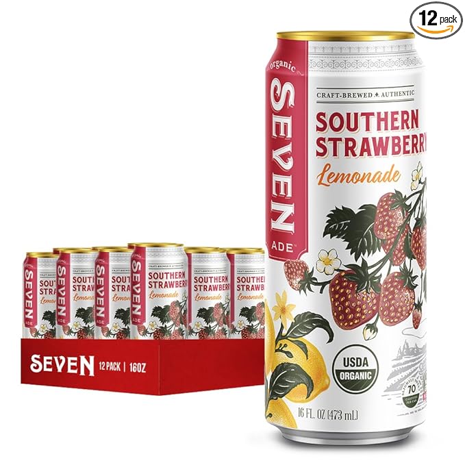 SevenTeas Southern Strawberry Lemonade 16 OZ (Pack of 12 Cans) Organic