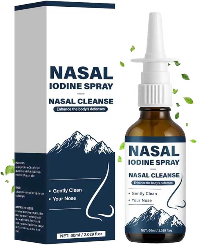 Nutramd Iodine Nasal Spray Daily Nasal Cleanse &amp Care Mist with Iodine &amp Fulvic Acid Fine Mist Non-Medicated Nasal Spray for Dry Air Travel &amp Daily Use(1pc)