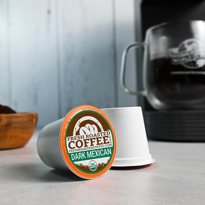 Fresh Roasted Coffee Organic Dark Mexican | Mold &amp Myco 3rd Party Tested USDA Organic Kosher | Dark Roast 72 Pods for K Cup Brewers