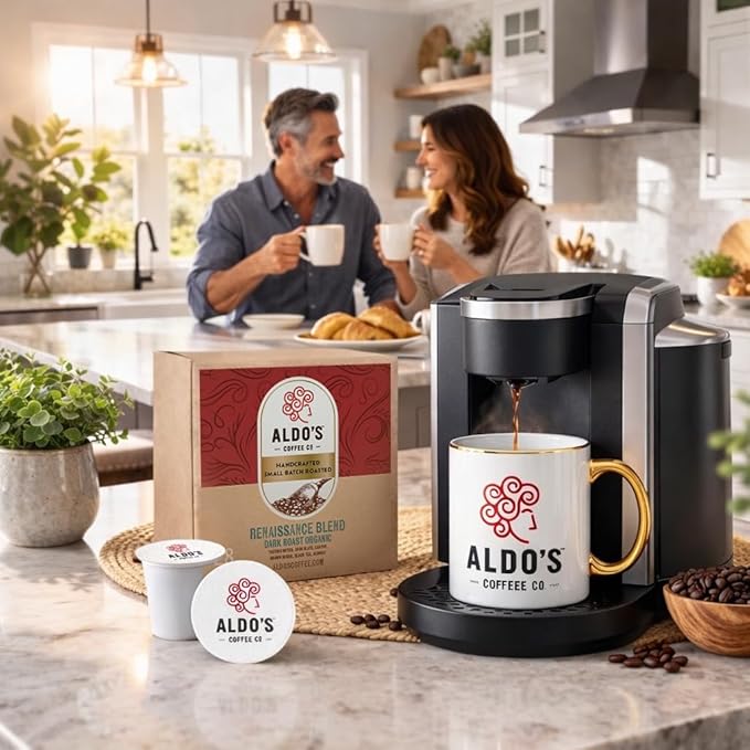 Renaissance Blend Dark Roast Single-Serve Coffee Pods – Organic Arabica Coffee 28 Single-Serve Pods Handcrafted Small-Batch Flavor