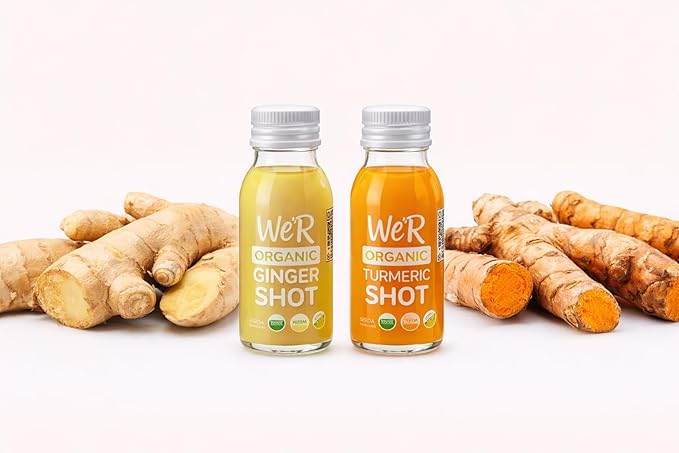 WE'R Organic TURMERIC Shot Certified Organic &amp Non-GMO. 2Fl Oz Each (12 Pack / 24Fl Oz Total)