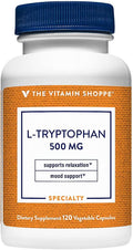 The Vitamin Shoppe L-Tryptophan 500mg - Sleep Quality &amp Mood Support | Essential Amino Acid | 120 Veggie Capsules | Non-GMO Vegan