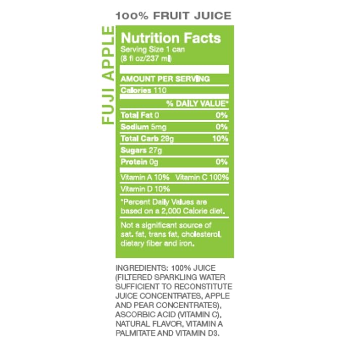Envy Sparkling 100% Fruit Juice Fuji Apple 8oz (Case of 24)