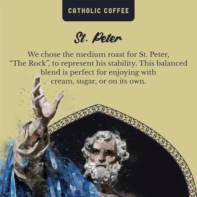 Catholic Coffee St. Peter Medium Roast Ground Coffee &amp Tumbler Gift Set – 12oz Bag Christmas Gift for Coffee Lovers Catholic Holiday Box