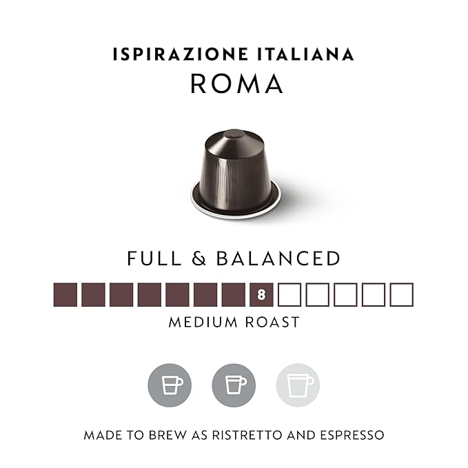 Nespresso Capsules Original Line Roma Intenso Medium Roast Coffee 50 Count Coffee Pods